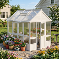 81" White Wood Outdoor Greenhouse with Polycarbonate Panels, Adjustable Roof Vents & Reinforced Frame