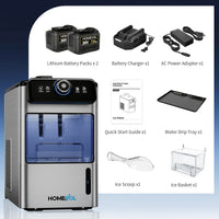 Homevol EVO1 Corded & Battery Powered Ice Maker with Self-Cleaning