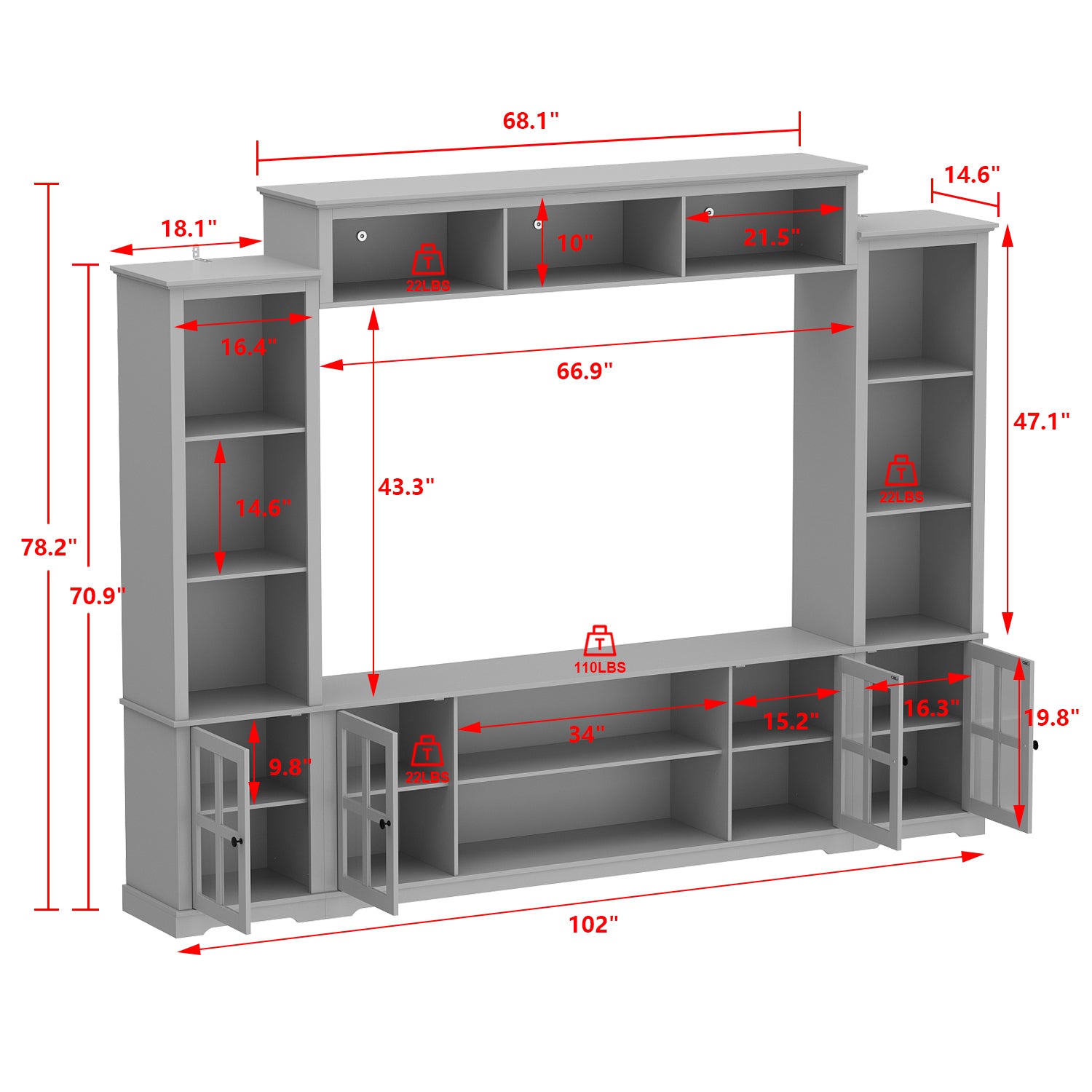 TV Bench Large Entertainment Center