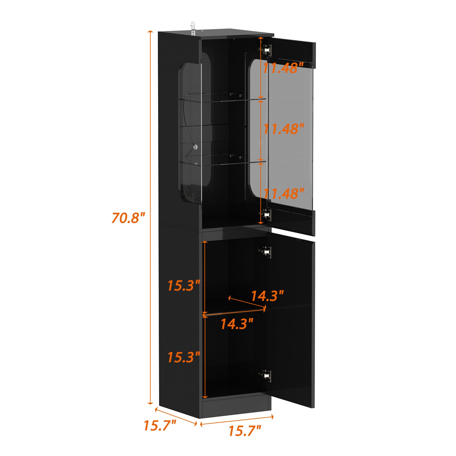 3-Tier Display Cabinet With Adjustable Lights