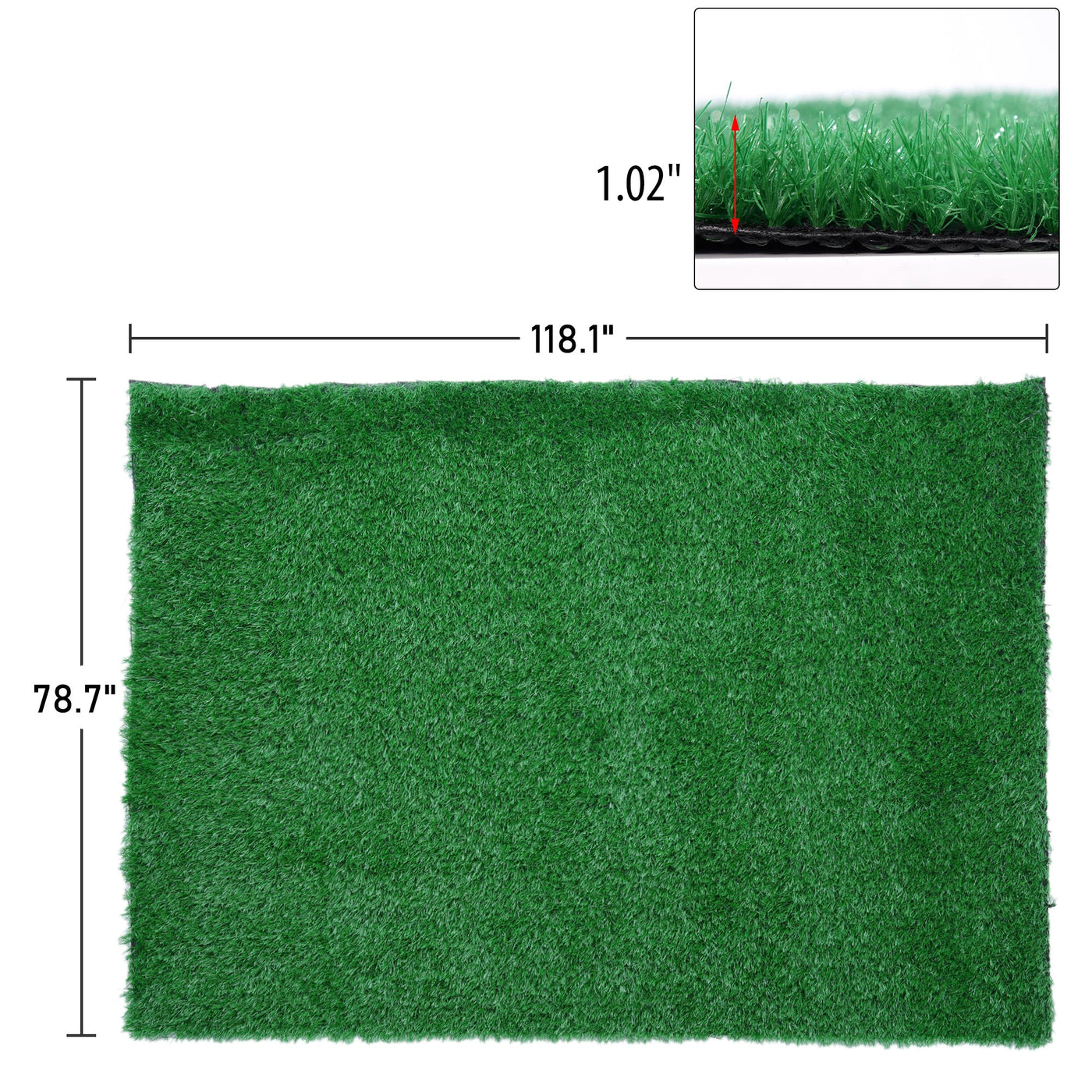 118" Natural Green Artificial Grass Turf Panels