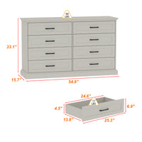 54.6" Rustic Wood Dresser with 8 Drawers