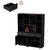 78.7 inches Modern Dark Gray Kitchen Pantry With 4 Drawers, Adjustable Shelves