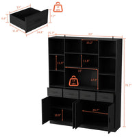 78.7" Modern Dark Gray Kitchen Pantry With 4 Drawers, Adjustable Shelves