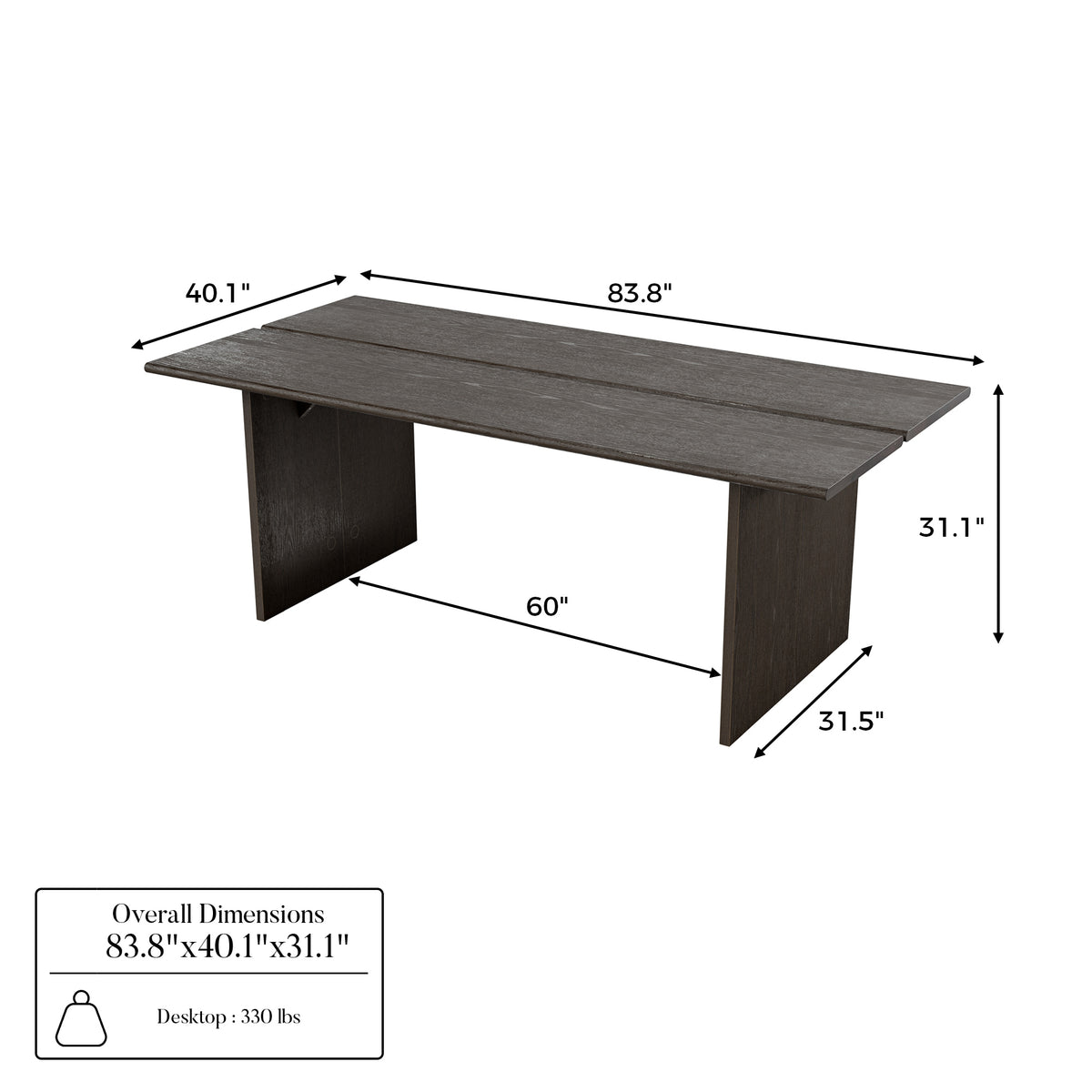 Brown wood writing desk with cable management