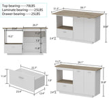 Kitchen Island with Open Storage and Adjustable Shelf Modern Style