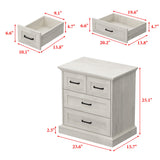 23.6" Modern Rustic Natural Accent Chest with 4 Drawers and Black Metal Handles