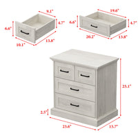 23.6" Modern Rustic Natural Accent Chest with 4 Drawers and Black Metal Handles
