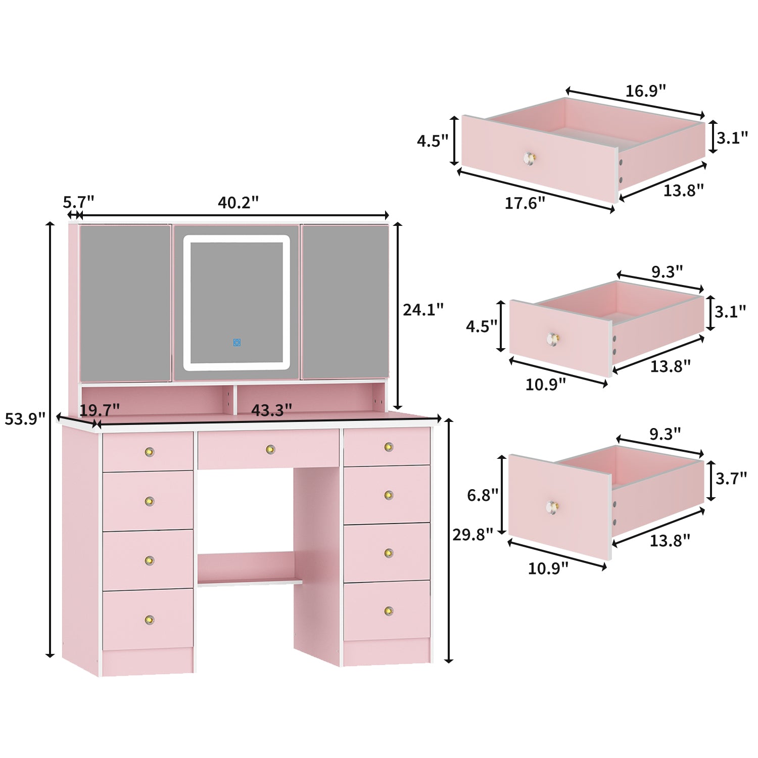 Home Makeup Dressing Table with Mirror & Lamp
