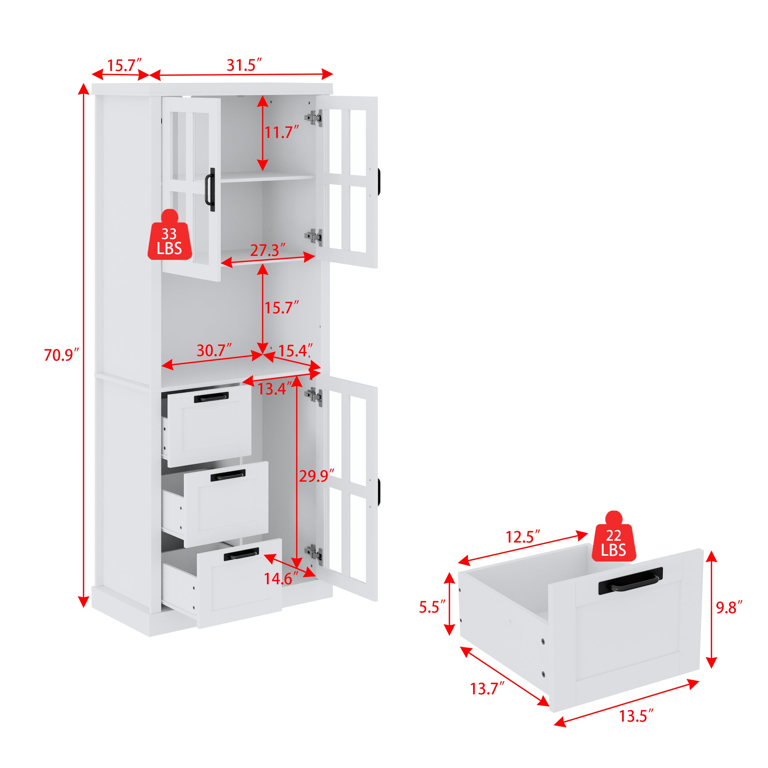 Tall Storage Cabinet With Glass Doors