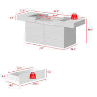 63" Modern White 1-Shelf Chest With 12 Drawers And Tempered Glass Top