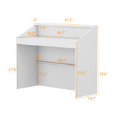 47.2 inches Modern White Rectangular Reception Desk With Open Shelves