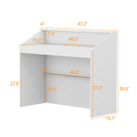 47.2" Modern White Rectangular Reception Desk With Open Shelves