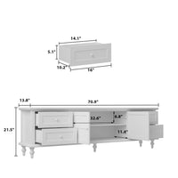 70.9" Modern Minimalist White TV Stand with Cabinets And Drawers