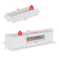 70.9" Modern White TV Stand with Drawer