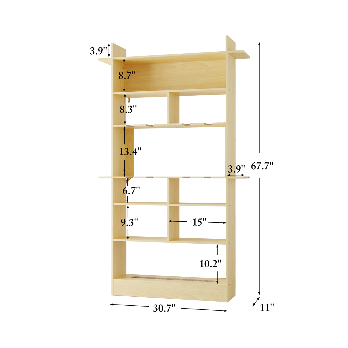 30.7" Modern Wood 6-Tier Wood Bookcase with Open Shelves