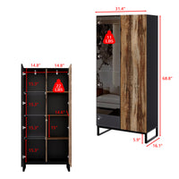 31.4" Modern Black Display Cabinet with 8-Color LED Lighting and Push-to-Open Doors