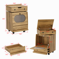 18.9" Creative Brown Nightstand with Robot Shape and Movable Wheels, view 5