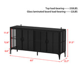 Black cabinet with dimensions labeled on a white background