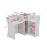 47" Modern Minimalist White LED Reception Desk With Open Shelving And Storage Compartments