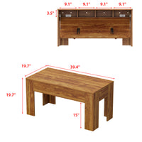 39.4" Traditional Brown Coffee Table with 4 Hidden Compartments