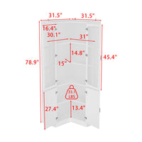 31.5" Modern White Wide Corner Home Office Cabinet