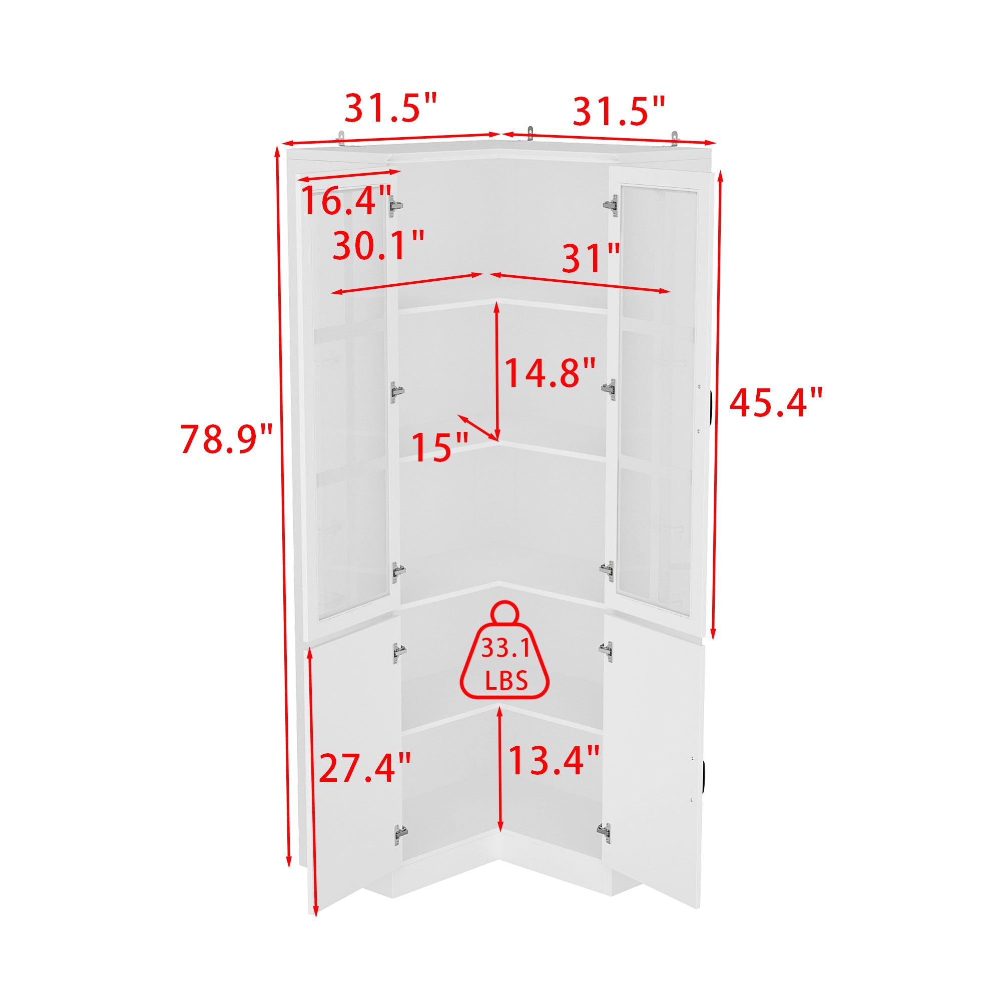 31.5 Wide Corner Home Office Cabinet