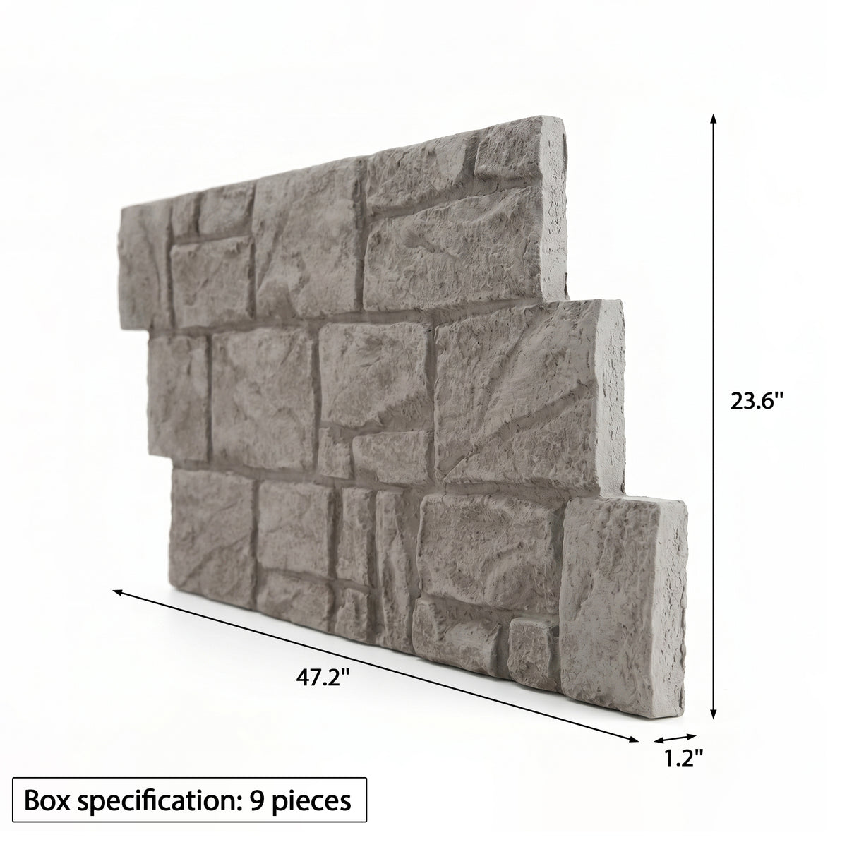 Gray Stacked Faux Stone Wall Panel Set of 9, Lightweight Indoor & Outdoor Decor Wall Panels