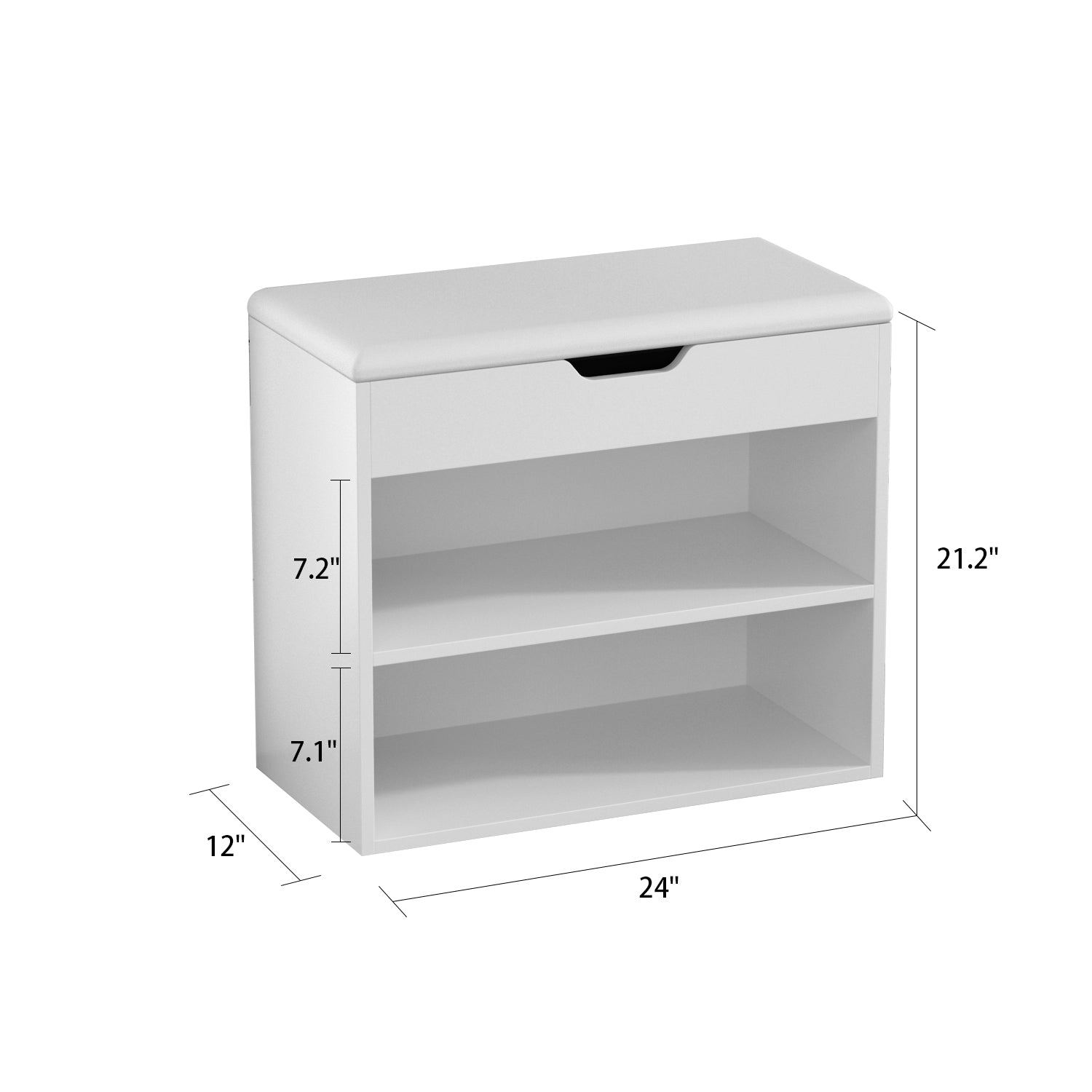 Shoe Storage Bench Shoe Rack Upholstered Pad with 2 Compartments