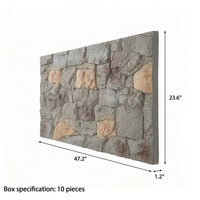 Gray Mixed Tone River Rock Faux Stone Wall Panel Set of 10, Lightweight Indoor & Outdoor Decor Wall Panels