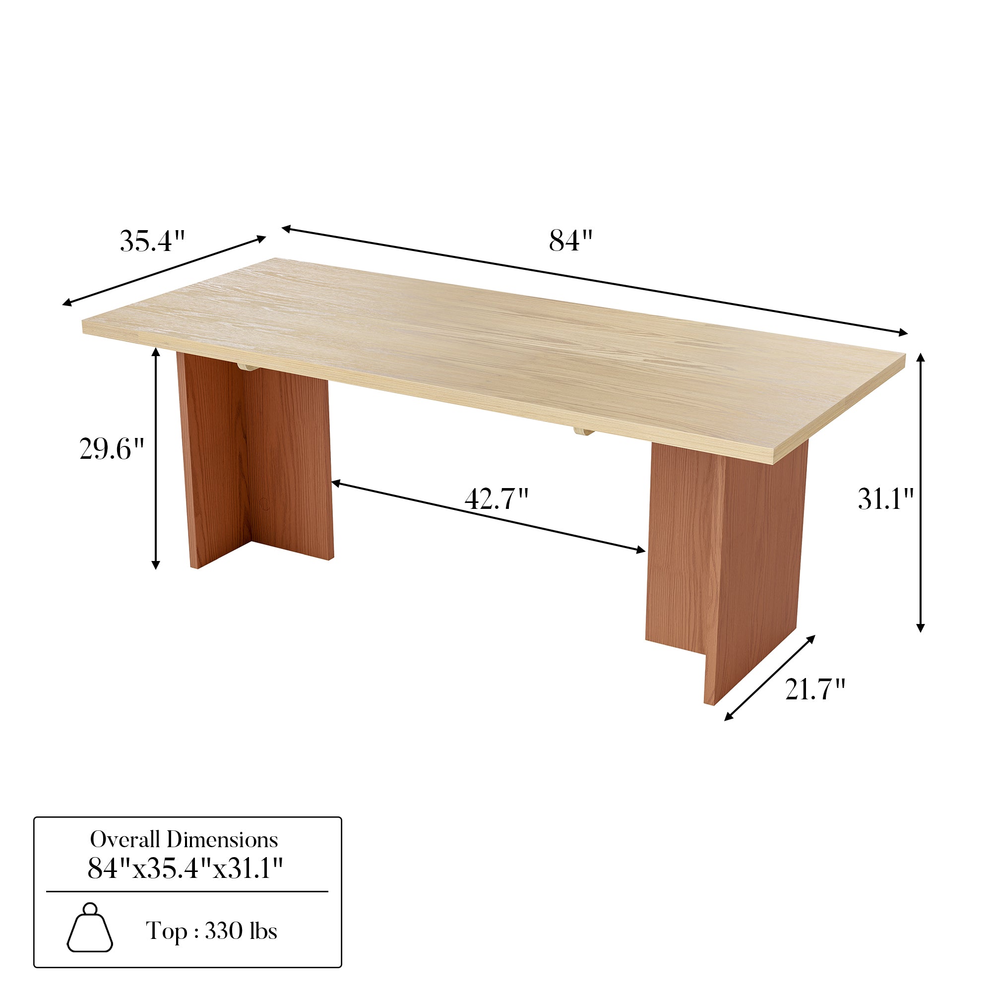 Wood dining table with oak legs
