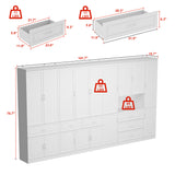 141.7 inches Modern White Bookcases and Display Cabinets With Corner Shelf Storage