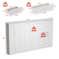 Vila 141.7" White Bookcases & Display Cabinets with 6 Drawers and Open Shelf
