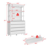 47.2" Contemporary White Display Cabinet with LED Lighting & Glass Doors