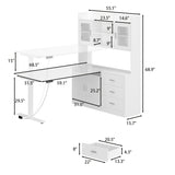 68.5 inches Modern White Standing Desk with Bookcase