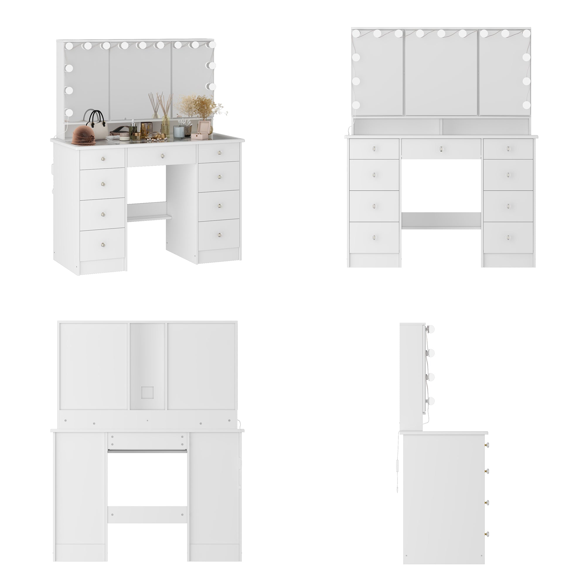 Home Makeup Dressing Table  With A Transparent Tempered Glass Countertop