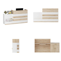 87.2" Modern Minimalist Natural Reception Desk With Drawer And Keyboard Tray