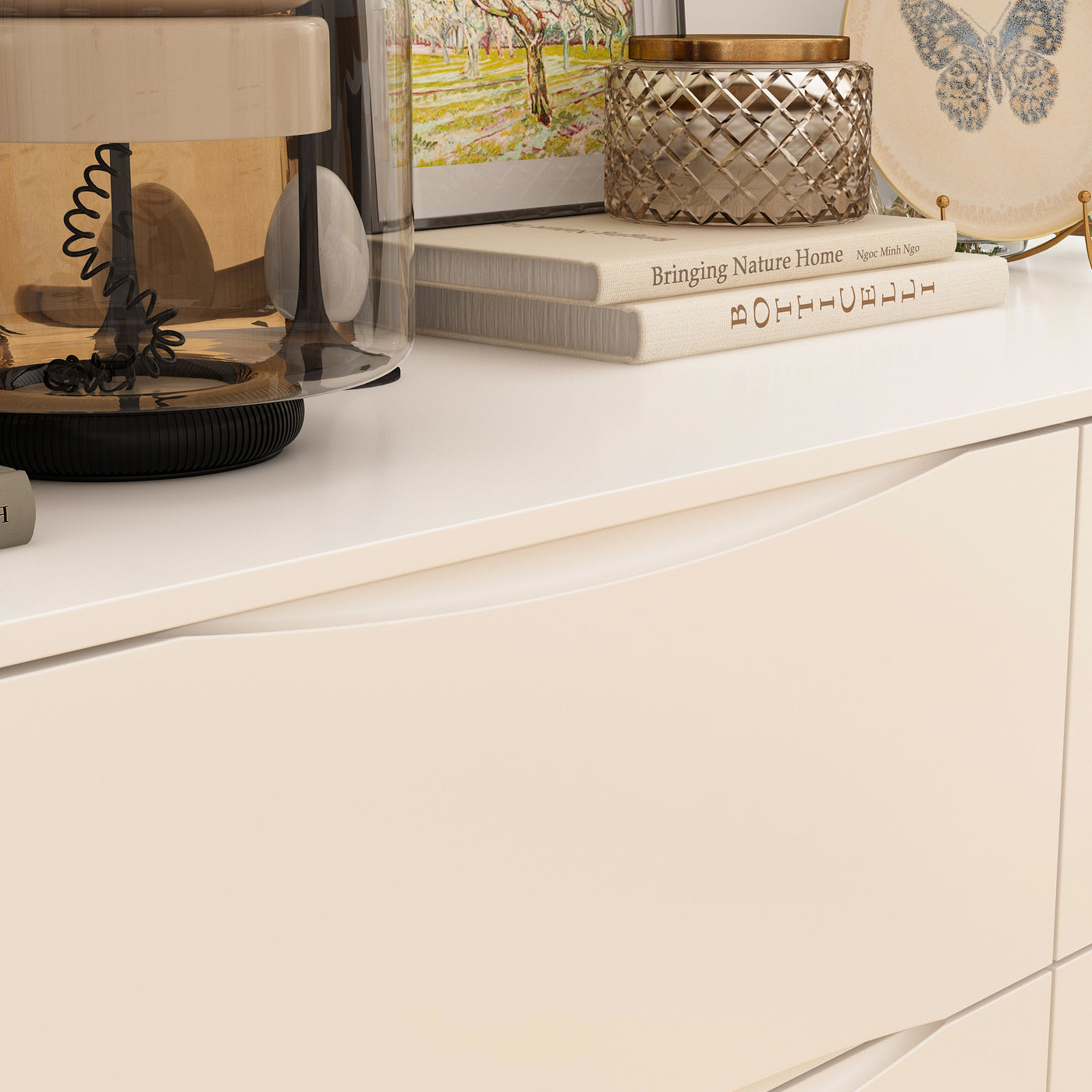 63" Elegant White 9-Drawer Dresser with Recessed Pulls