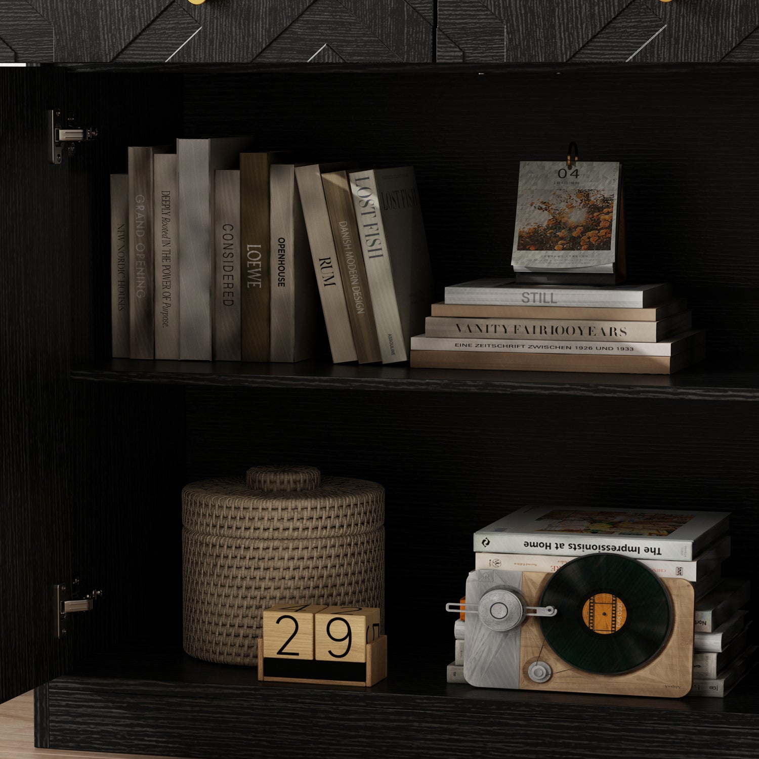 47.2" Wide 3-Door Embossed Accent Cabinet With 2 Drawers