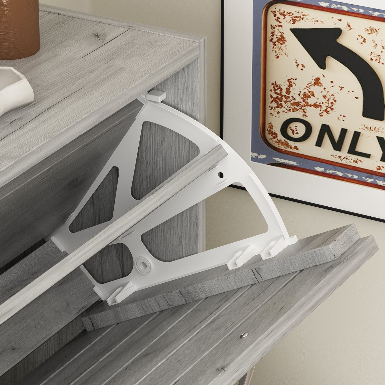 Farmhouse Shoe Cabinet 3 Flip Doors Shoe Organizer for Hallway Entryway