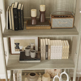 37 inches 4-Tier Display Bookcase With Glass Door And Light