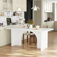 74.8" Modern Minimalist White Dining Table With Arched, Openwork Legs
