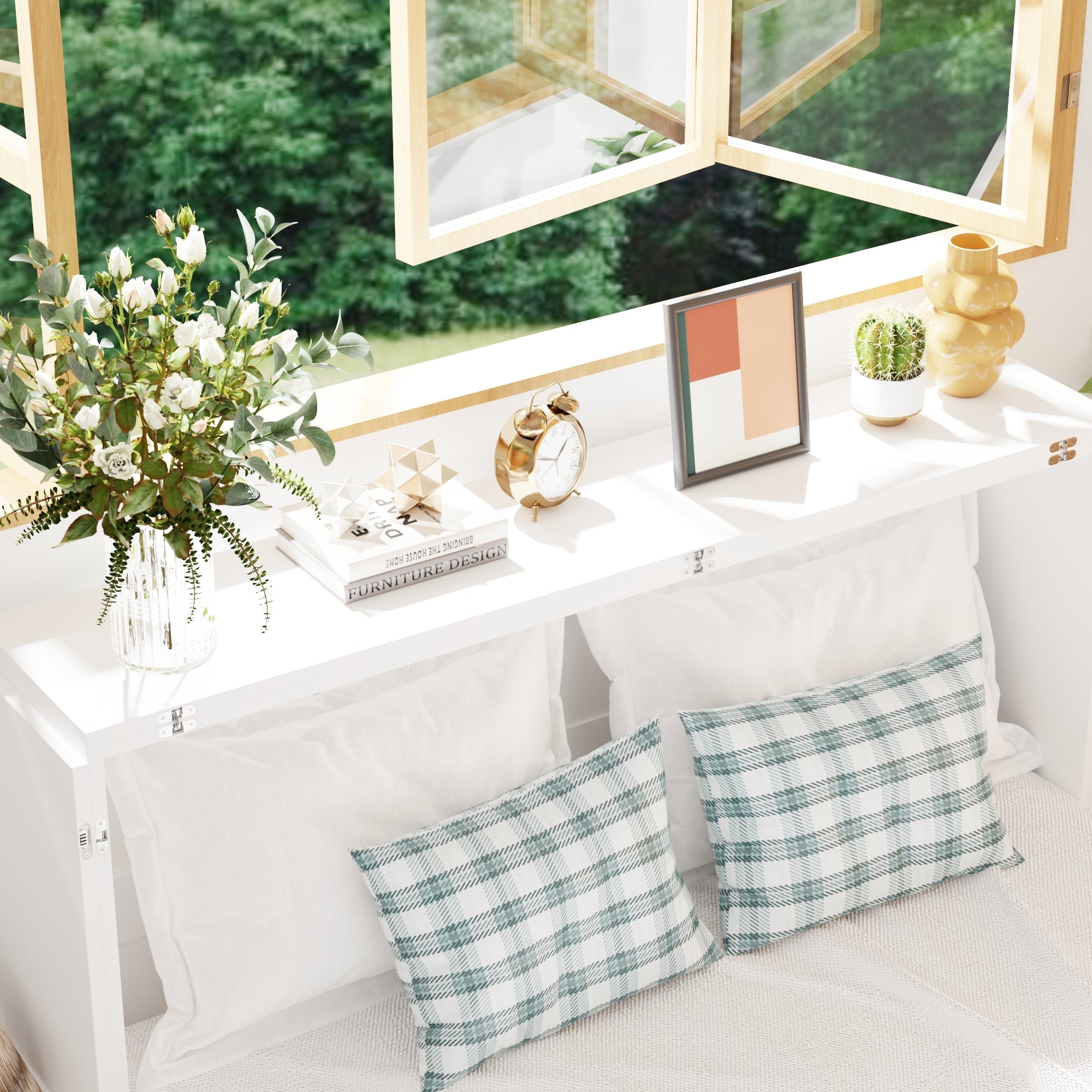 Fold Out Murphy Bed With Nightstands And White Finish