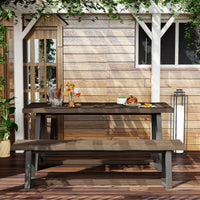 70.9" Heavy-Duty Brown Patio Dining Set with Bench