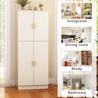 61" Modern White Food Pantry Cabinet with 5-Tier Shelving