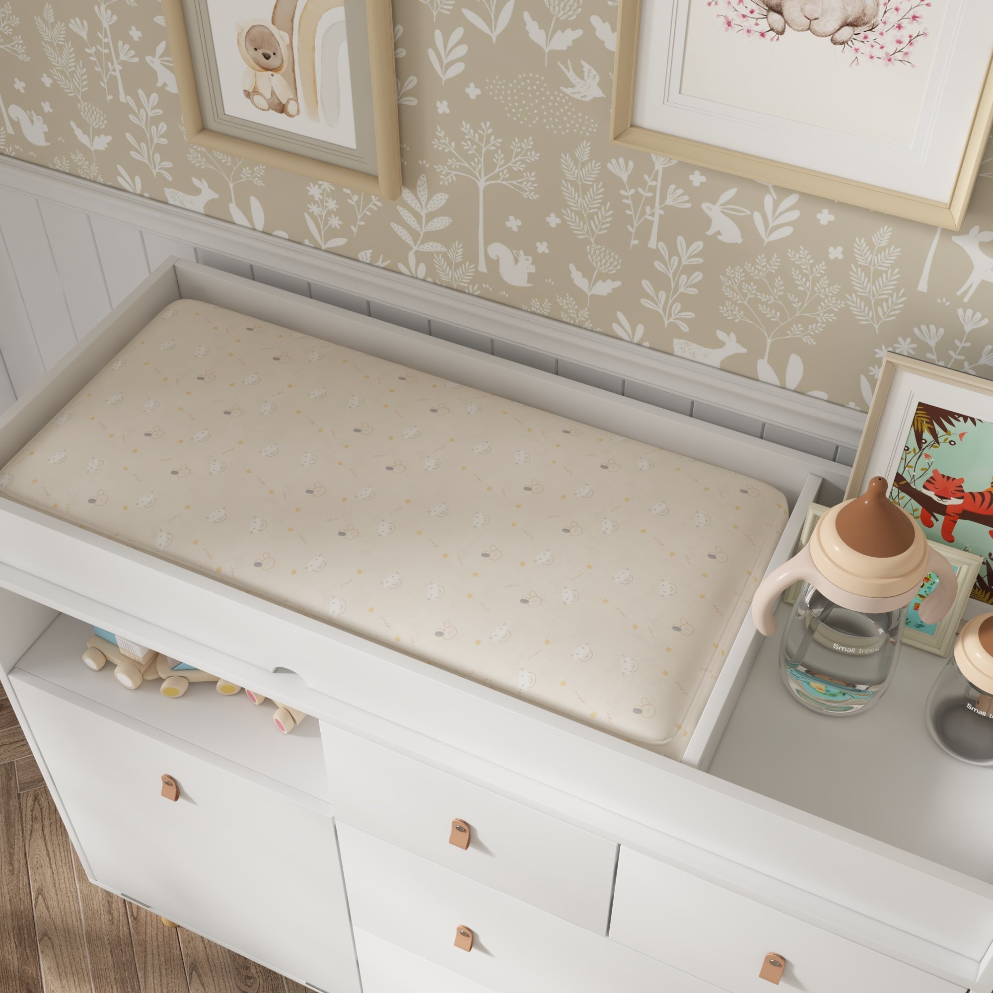 Baby Change Table Dresser Nursery Table Dresser 5 Drawers with Open Storage