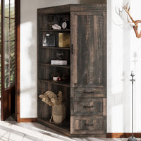 39.3" Trapezoid Brown Bookcase Storage Cabinet with 5-Tier Shelves
