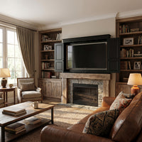 65.7" Black Wall‑Mount Hidden TV Media Cabinet with 4 Panel Doors, Fits Up To 60" TVs