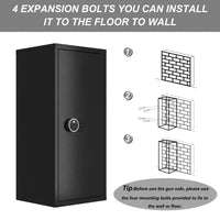 62" Modern Black Gun Safe Storage Cabinet with Sensor Light and Pistol Rack
