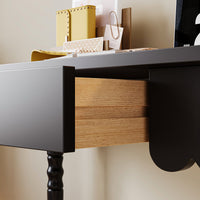 47.2" Modern Black Rectangle Writing Desk with Drawer and Alien Shaped Design